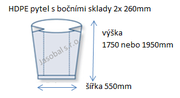 Mikrotenový (HDPE) pytel, 550+2x260x1950mm