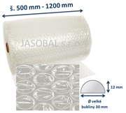 Bublinková folie dvouvrstvá s velkými bublinami, Ø bublinky 30mm
